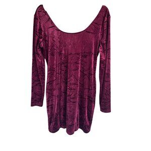 Candies XL Velvet Velour Scoop Neck Tunic Top Long Sleeve Red Maroon Burgundy